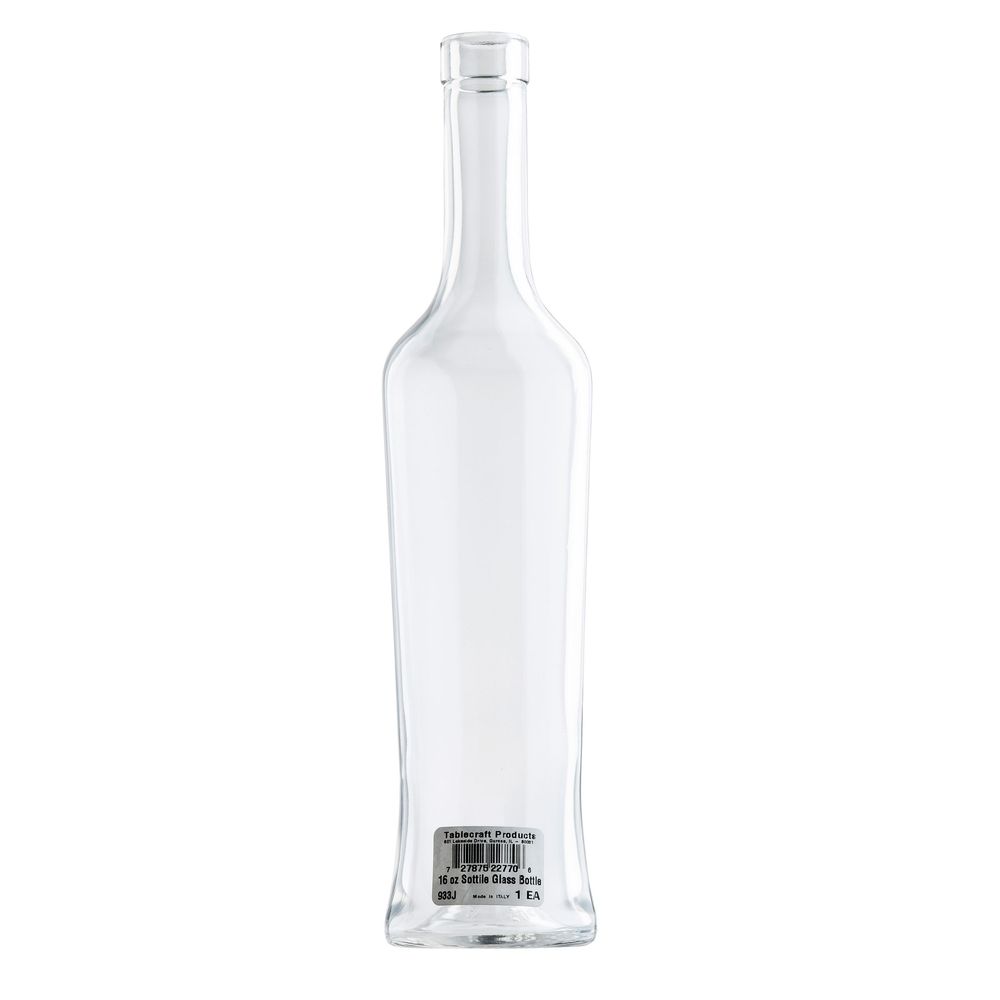 Tablecraft Sottile Clear Glass Oil And Vinegar Bottle Only, 17 Ounce Capacity -- 12 Per Case