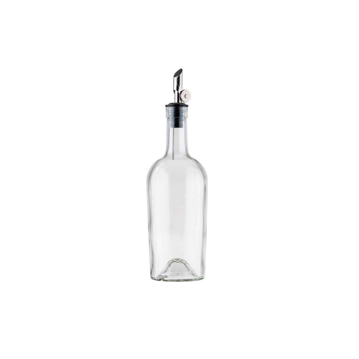 Tablecraft Clear Glass Oil Bottle With Stainless Steel Pourer, 17.5 Ounce Capacity -- 12 Per Case