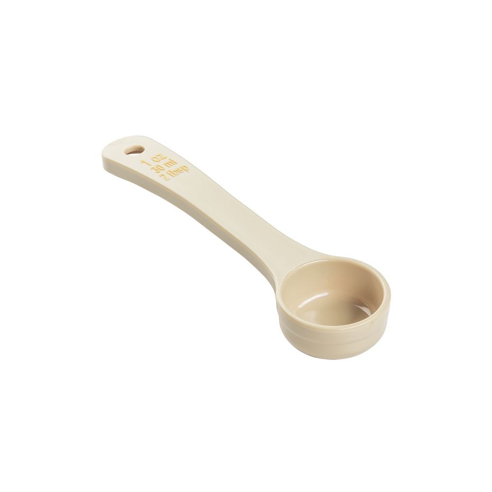 Tablecraft Polycarbonate Beige Solid Short Handle Spoonout With Yellow Capacity Marking, 1 Ounce Capacity -- 12 Per Case