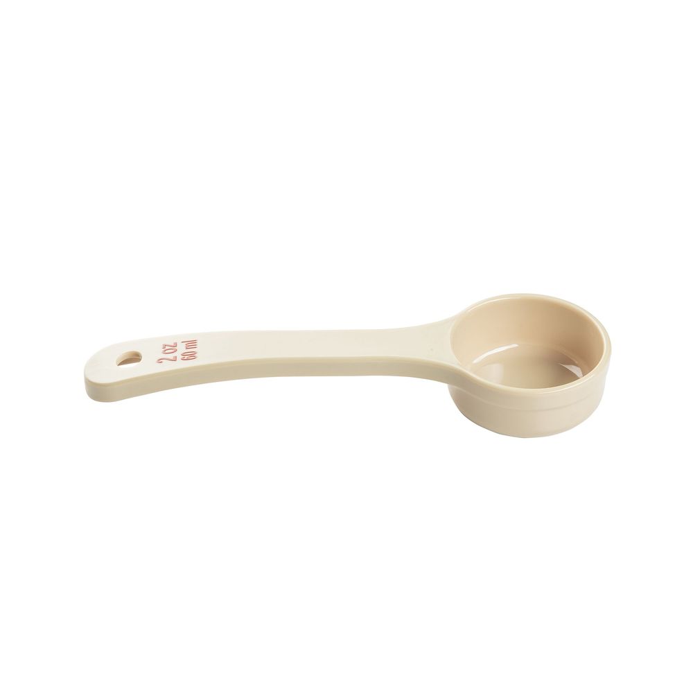 Tablecraft Polycarbonate Beige Solid Short Handle Spoonout With Red Capacity Marking, 2 Ounce Capacity -- 12 Per Case