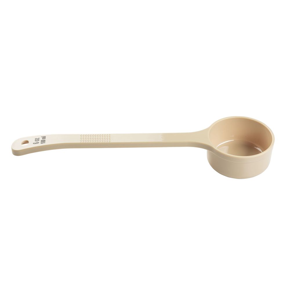 Tablecraft Polycarbonate Beige Solid Long Handle Spoonout With Black Capacity Marking, 6 Ounce Capacity -- 12 Per Case