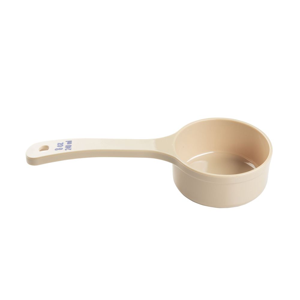Tablecraft Polycarbonate Beige Solid Short Handle Spoonout With Blue Capacity Marking, 8 Ounce Capacity -- 12 Per Case