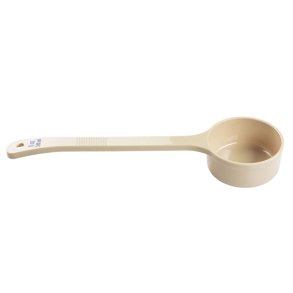 Tablecraft Polycarbonate Beige Solid Long Handle Spoonout With Blue Capacity Marking, 8 Ounce Capacity -- 12 Per Case