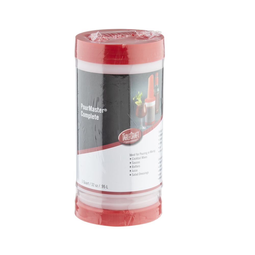 Tablecraft One-piece Pourmaster 1 Quart High Density Polyethylene Red Complete Pourer, 3.6875 X 3.6875 X 12.5 Inch -- 12 Per Case