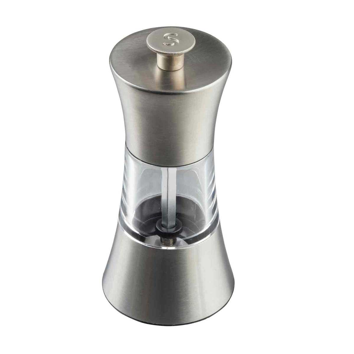 Tablecraft Stainless Steel And Acrylic Salt And Pepper Mill Set, 5 Inch