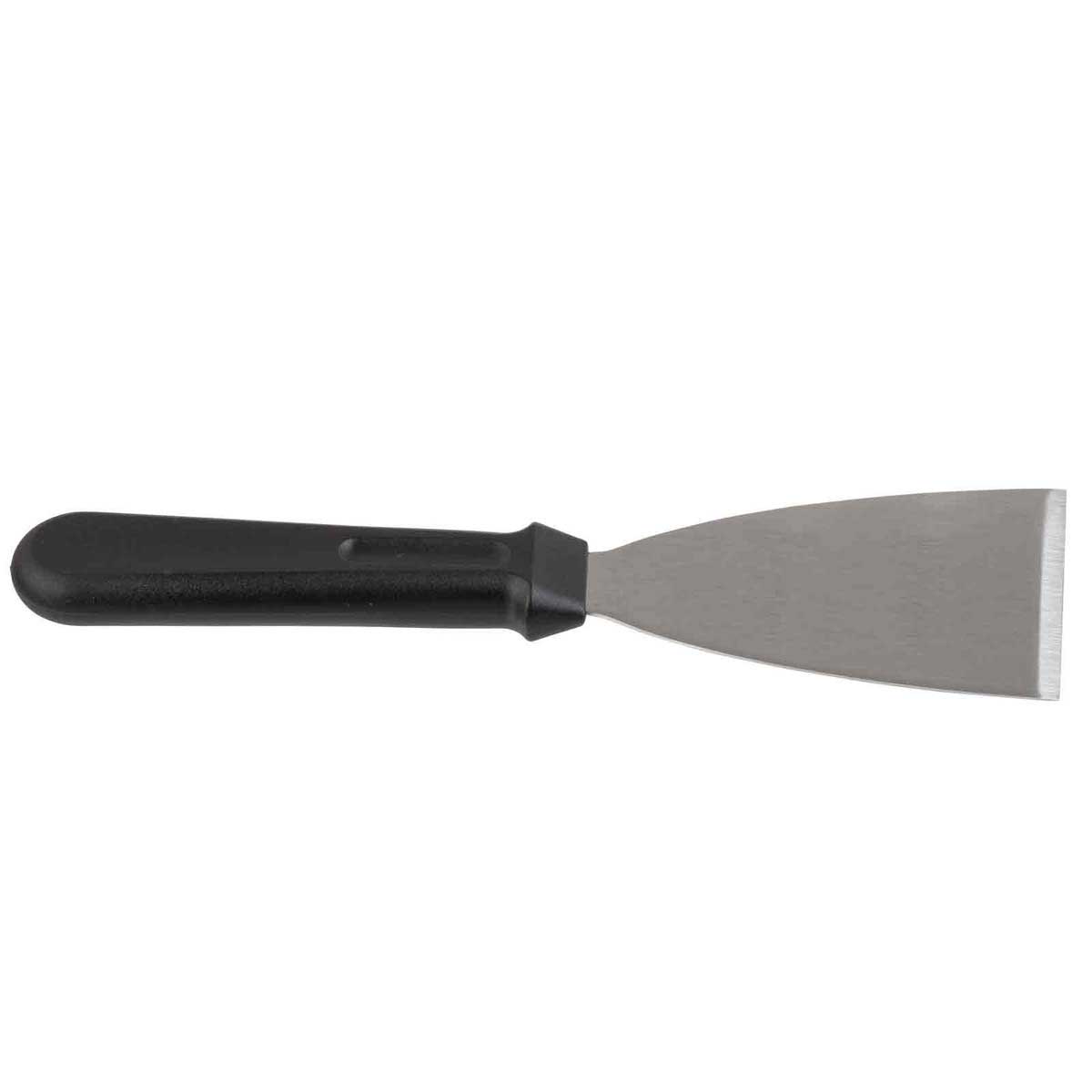 Tablecraft Stainless Steel Scraper With 3 Inch Black Polypropylene Handle, 9.5 Inch