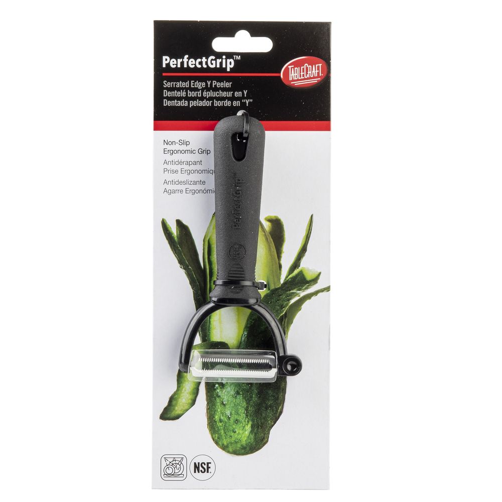 Tablecraft Perfectgrip 420j2 Stainless Steel Black Serrated Edge Y Peeler, 2.75 X .875 X 5.75 Inch -- 12 Per Case