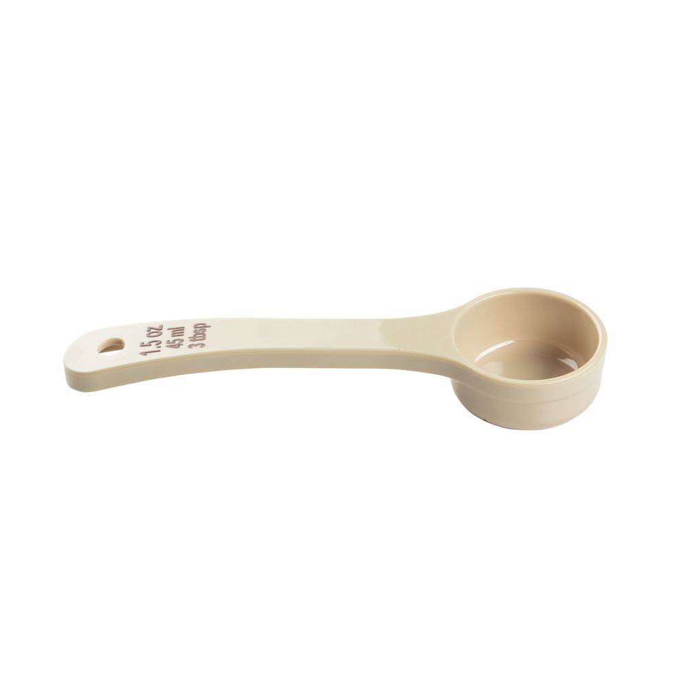 Tablecraft Polycarbonate Beige Solid Short Handle Spoonout With Maroon Capacity Marking, 1.5 Ounce Capacity -- 12 Per Case