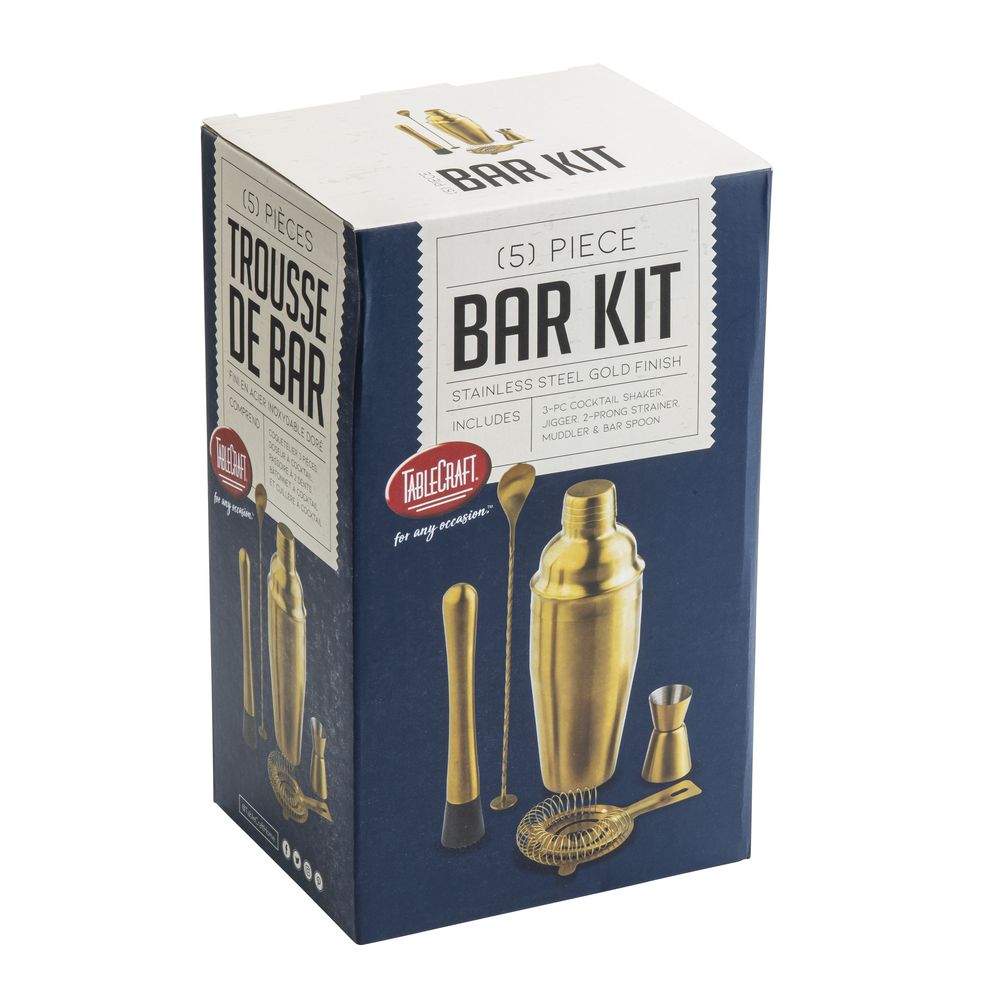 Tablecraft 18-8 Stainless Steel Gold 5-piece Bar Kit, 6.125 X 5 X 10.25 Inch -- 6 Per Case