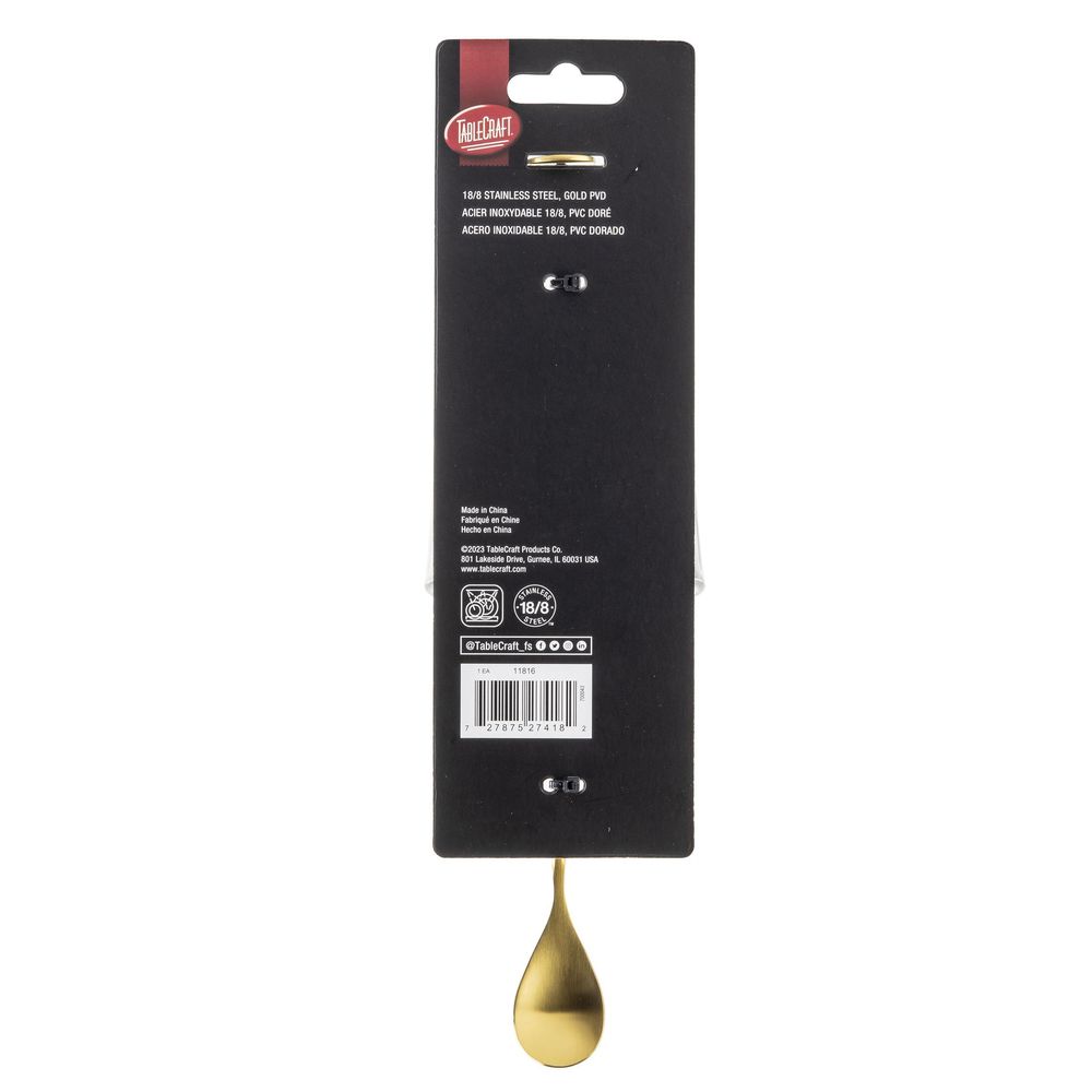Tablecraft 18-8 Stainless Steel Gold Finish Bar Spoon, 1.125 X .875 X 10.75 Inch -- 6 Per Case