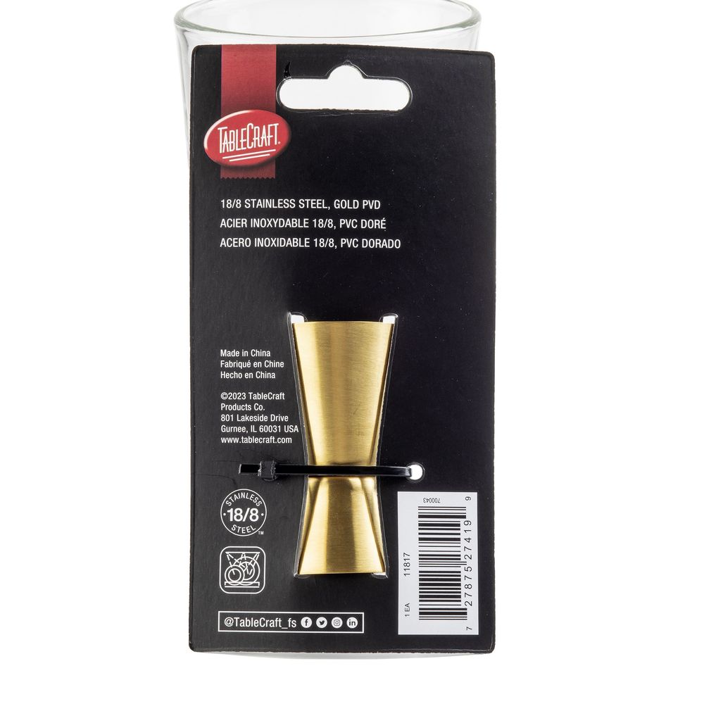 Tablecraft Pvd Barware 18-8 Stainless Steel Gold Finish Jigger, 0.5 And 1 Ounce Capacity -- 6 Per Case