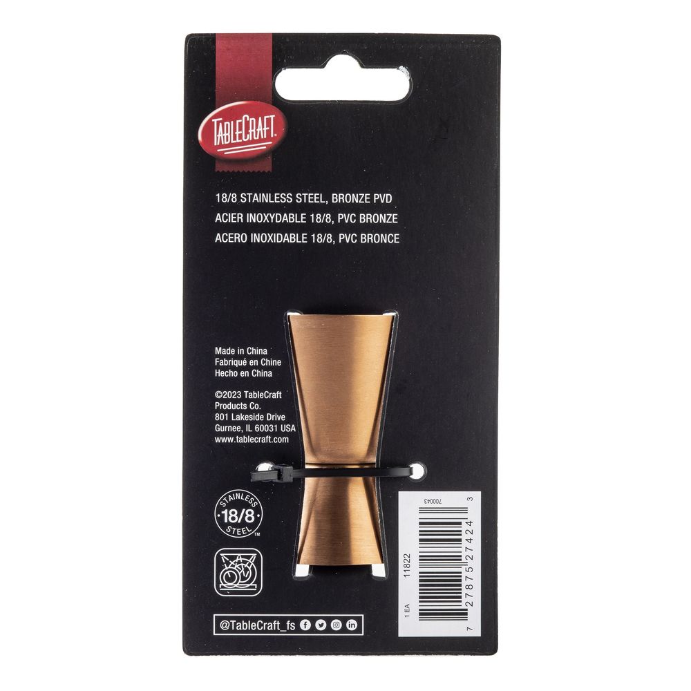 Tablecraft Pvd Barware 18-8 Stainless Steel Bronze Finish Jigger, 0.5 And 1 Ounce Capacity -- 6 Per Case