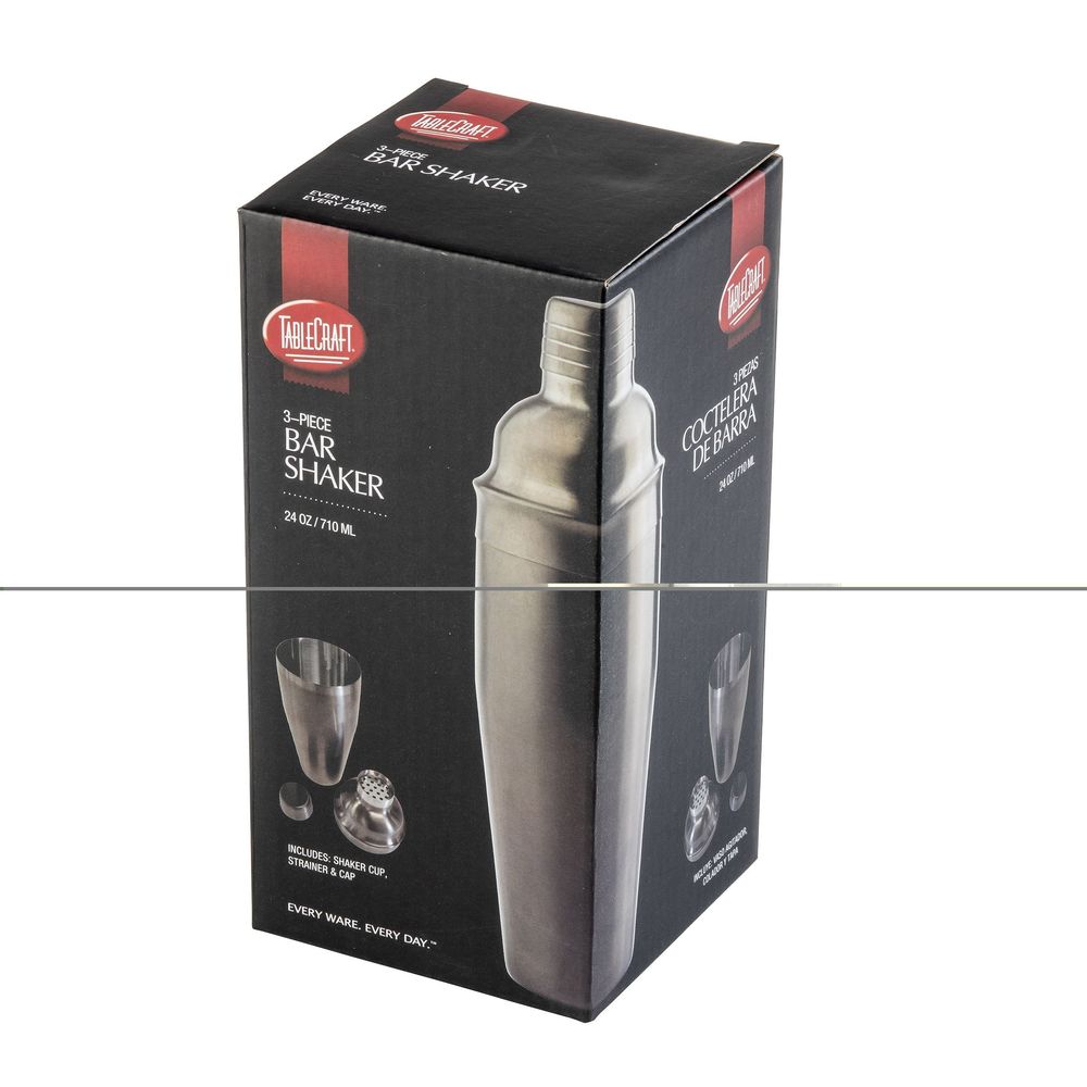 Tablecraft Pvd Barware 18-8 Stainless Steel Gunmetal Finish 3-piece Cocktail Shaker, 24 Ounce Capacity -- 6 Per Case