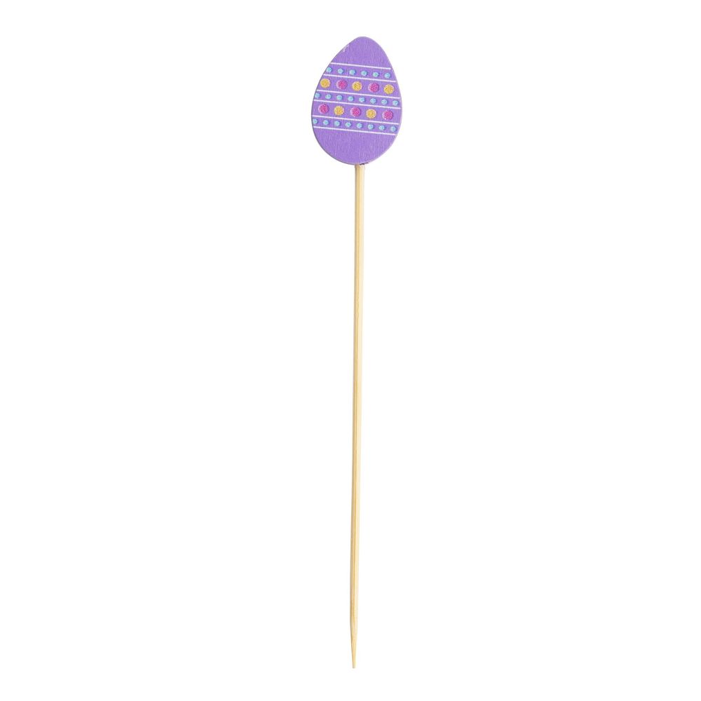 Tablecraft 4.5 Inch Bamboo And Pinewood Assorted Eggs Decorative Picks - Combo, 100 Count -- 12 Per Case