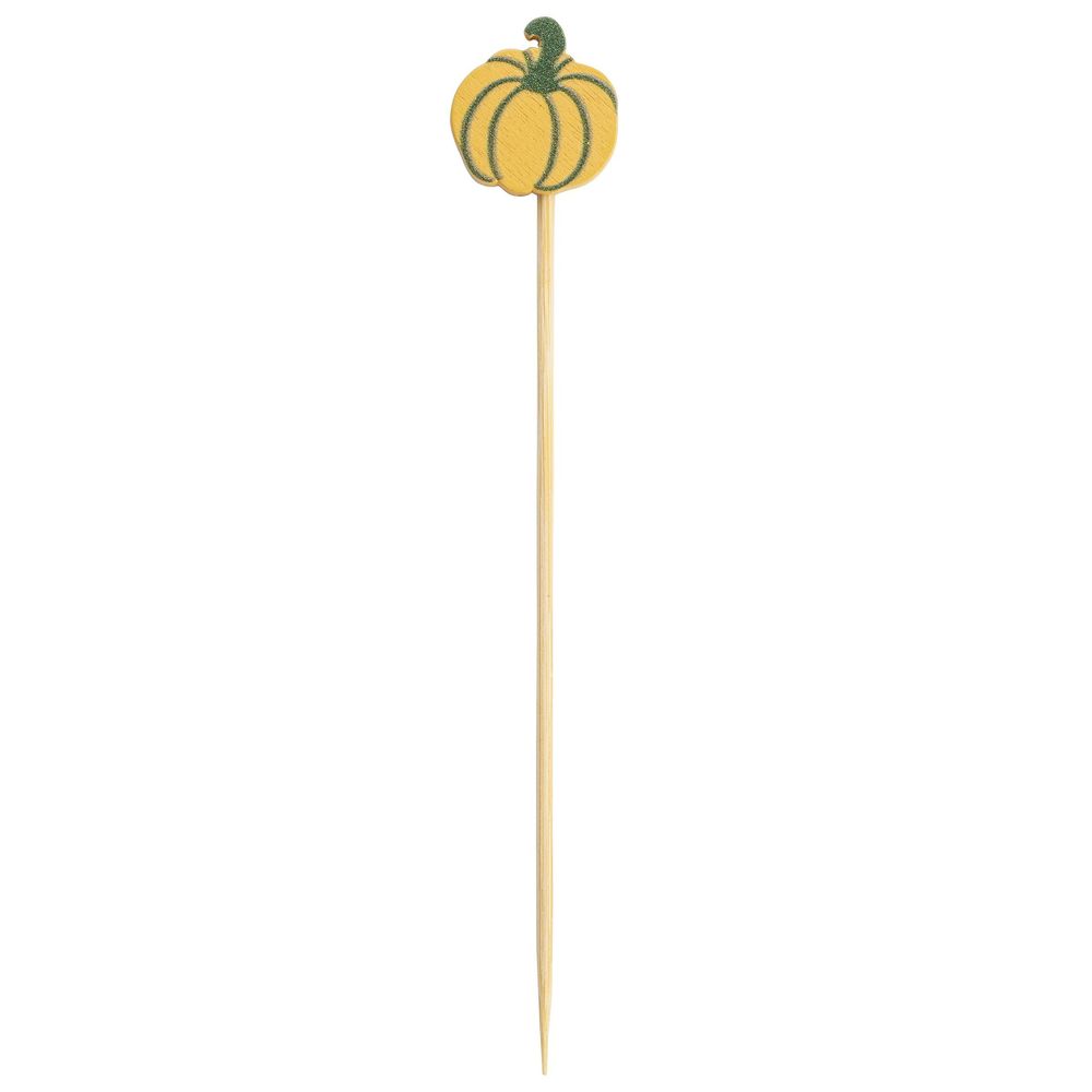 Tablecraft 4.5 Inch Bamboo And Pinewood Assorted Fall Leaves And Pumpkins Decorative Picks - Combo, 100 Count -- 12 Per Case