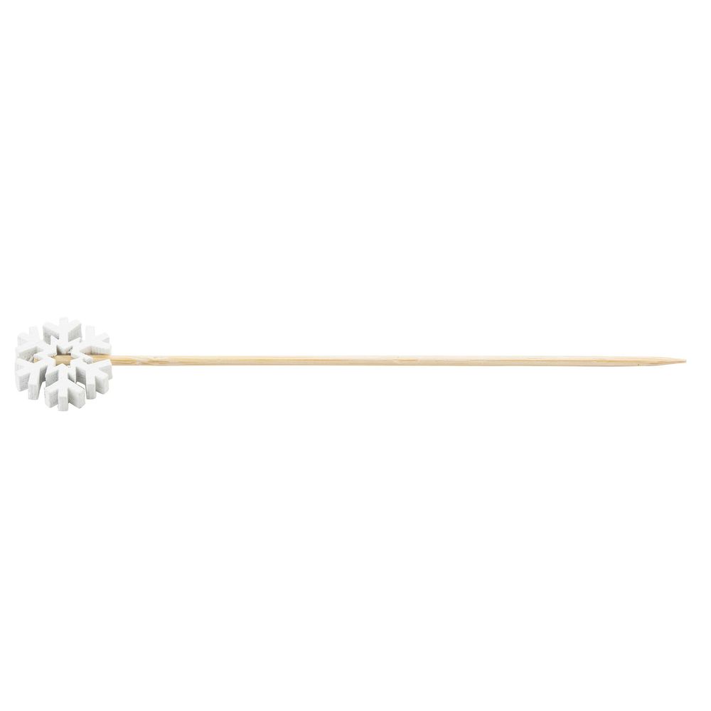 Tablecraft 4.5 Inch Bamboo And Pinewood Snowflakes Decorative Picks - Combo, 100 Count -- 12 Per Case