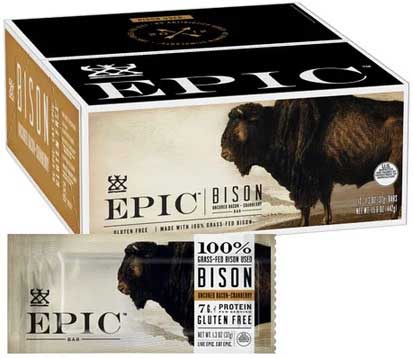 Epic Bison Bacon Cranberry Snack Bar, 1.3 Ounce -- 12 Per Case