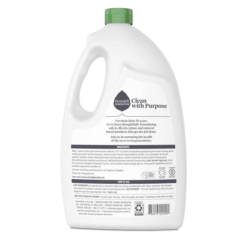 Seventh Generation Power Plus Fresh Citrus Scent Dishwasher Detergent Gel, 65 Ounce -- 6 Per Case