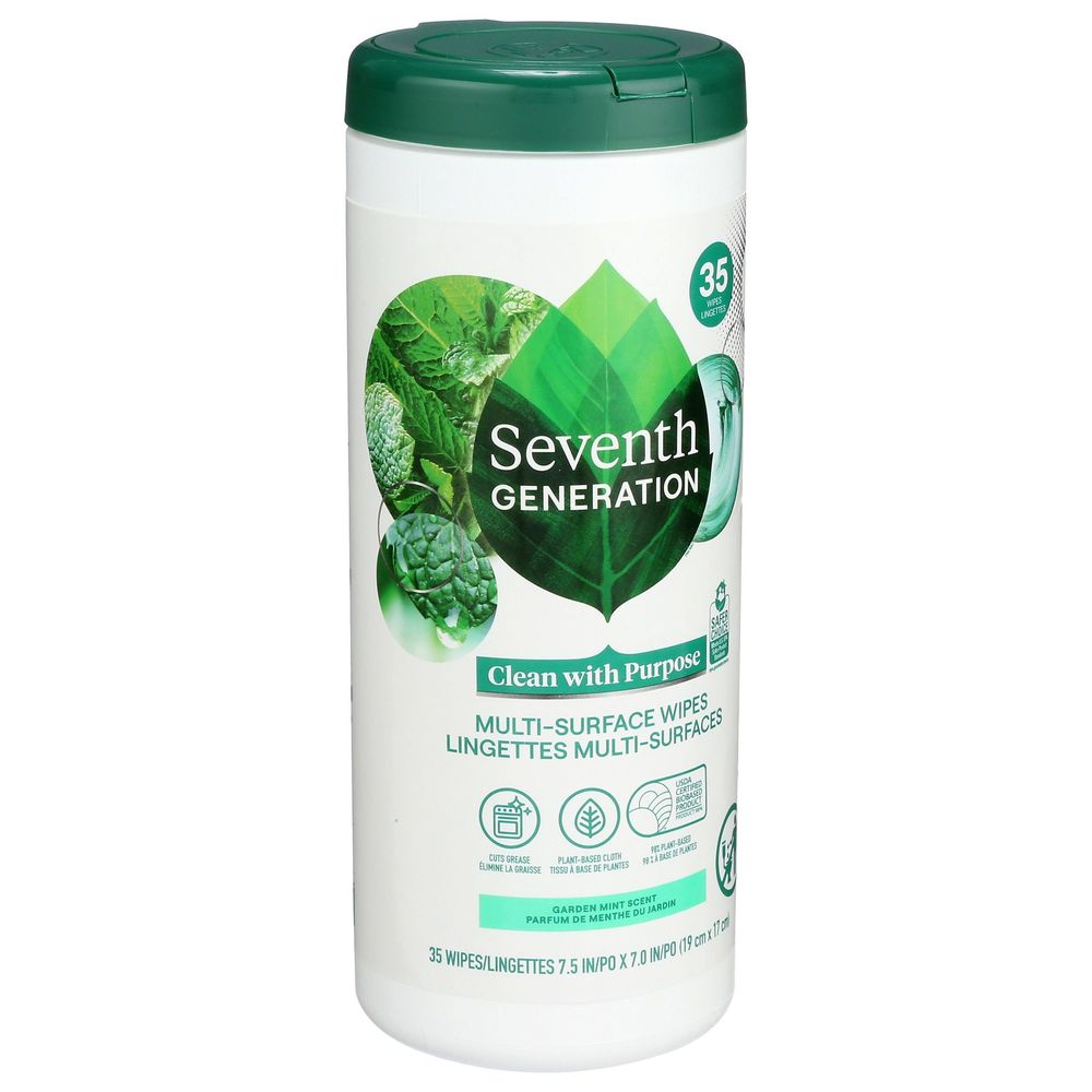 Seventh Generation Garden Mint Multi Surface Cleaning Wipes, 35 Count -- 12 Per Case