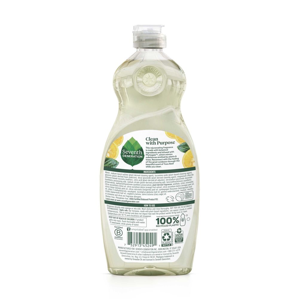 Seventh Generation Yuzu Basil Hand Dish Liquid, 19 Fluid Ounce -- 6 Per Case