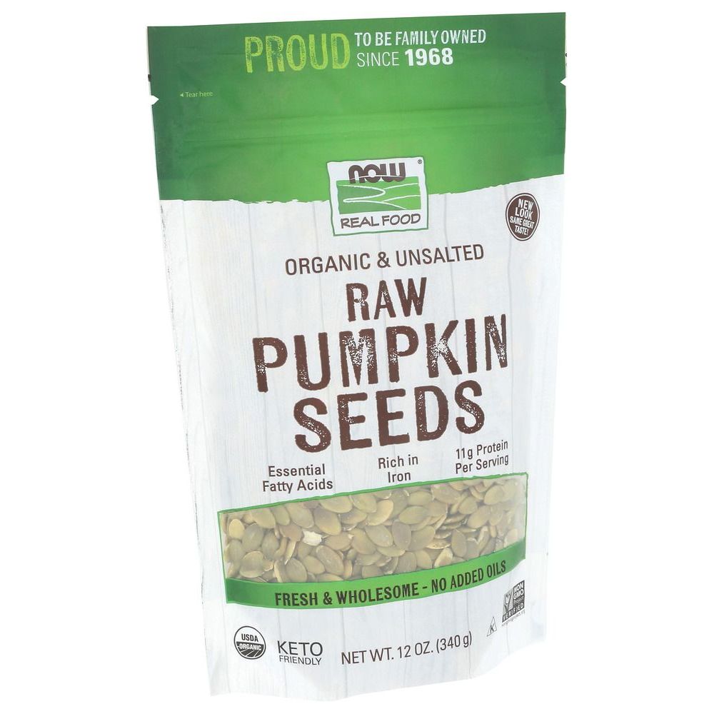 Now Organic And Unsalted Raw Pumpkin Seeds, 12 Ounce -- 12 Per Case