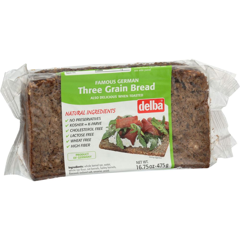 Delba 3 Grain Bread, 16.75 Ounce -- 12 Per Case