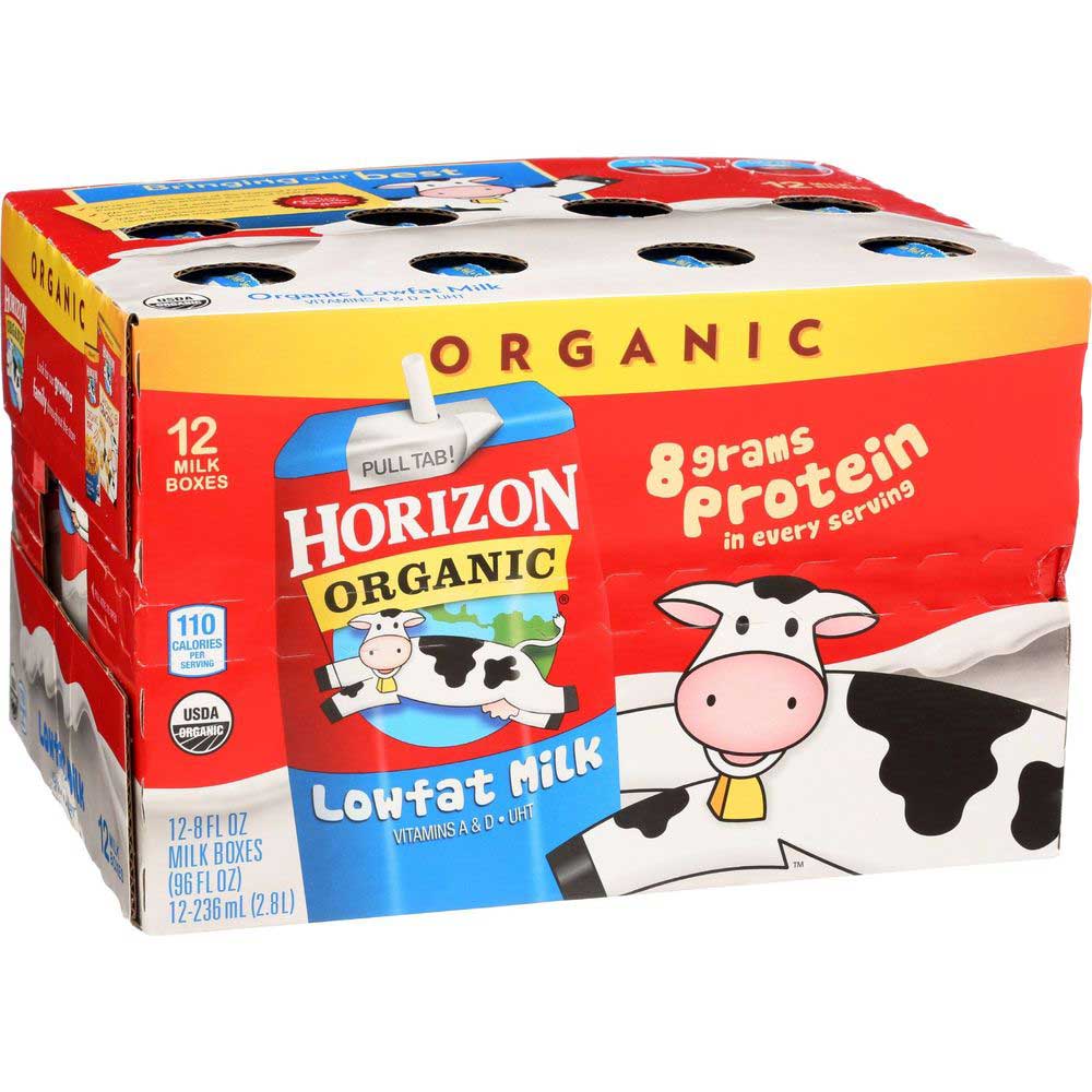 Horizon Organic Low Fat Milk, 8 Fluid Ounce Aseptic Pack - 12 Count Per Pack