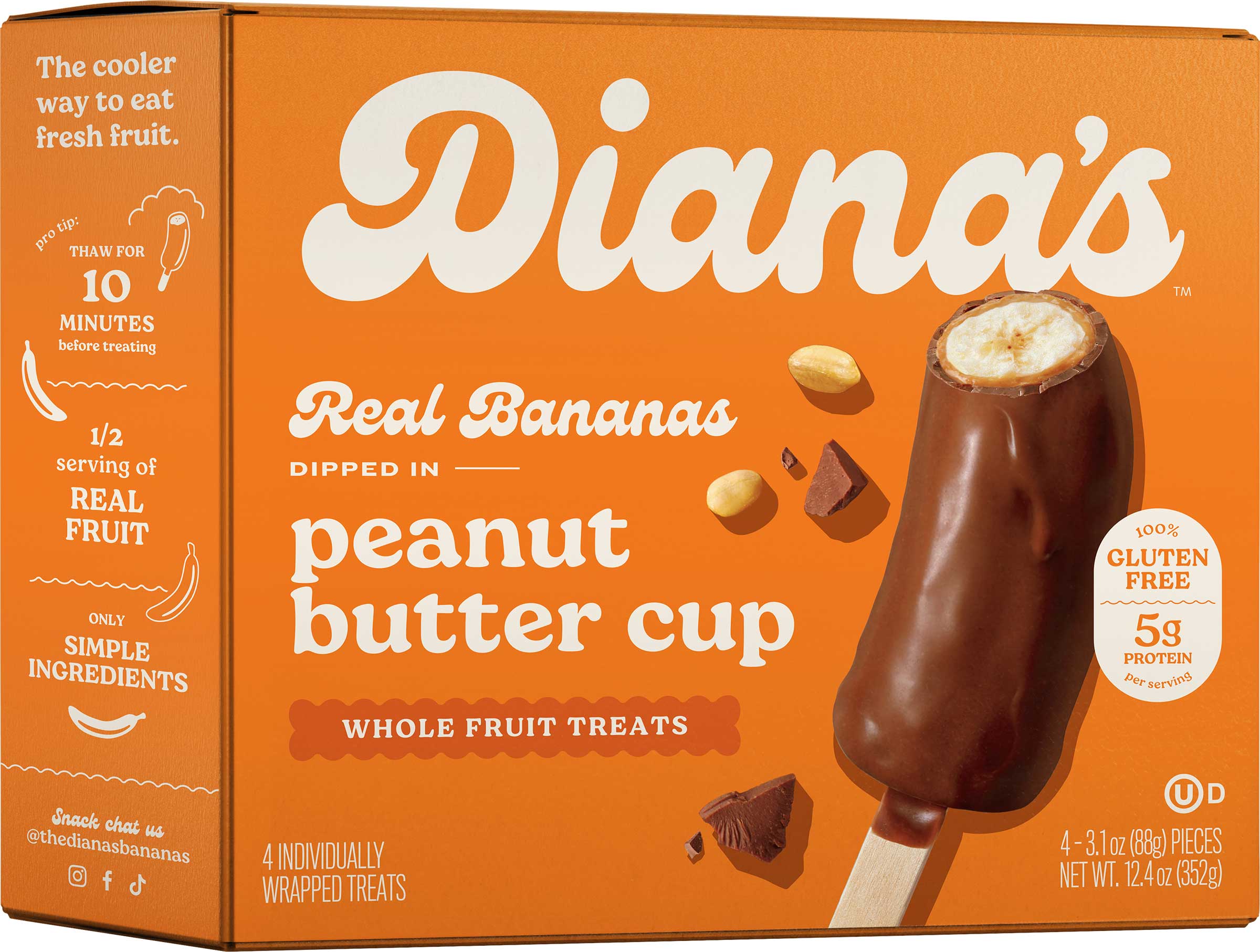 Dianas Real Bananas Double Dipped In Peanut Butter And Milk Chocolate, 12.4 Ounce -- 12 Per Case