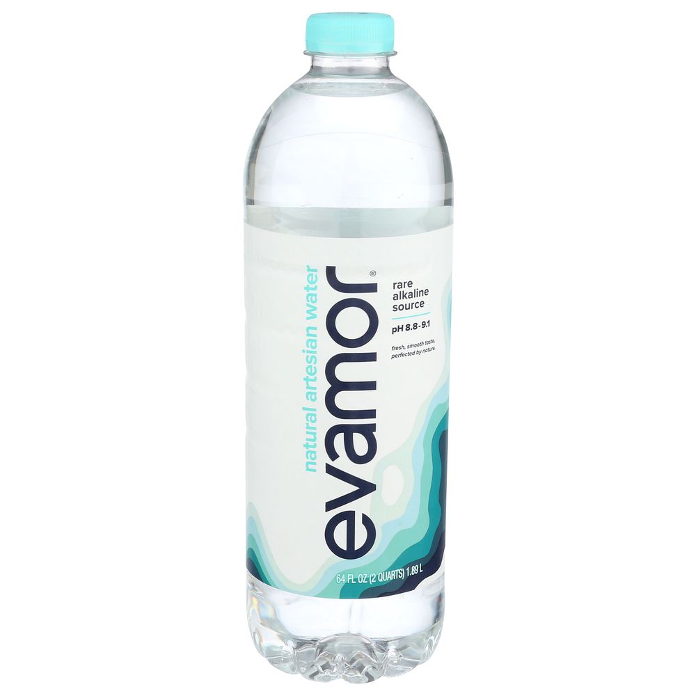 Evamor Rare Alkaline Source Natural Artesian Water, 64 Fluid Ounce -- 8 Per Case