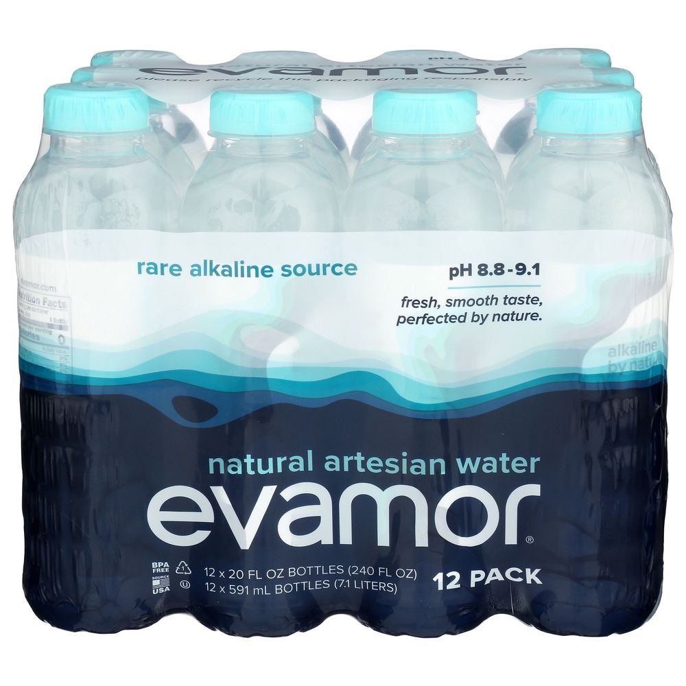Evamor Artesian Alkaline Water, 240 Fluid Ounce -- 2 Per Case