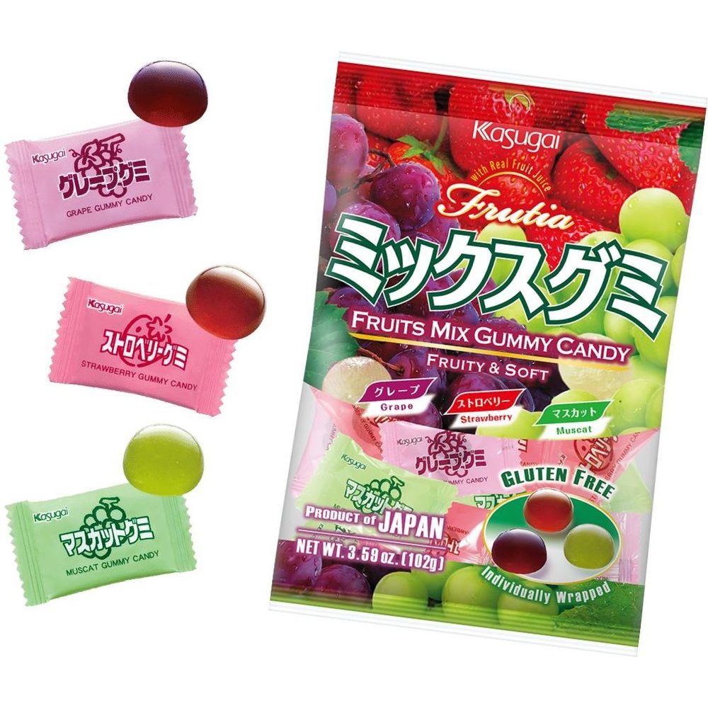 Kasugai Fruits Mix Gummy Candy, 3.59 Ounce -- 12 Per Case