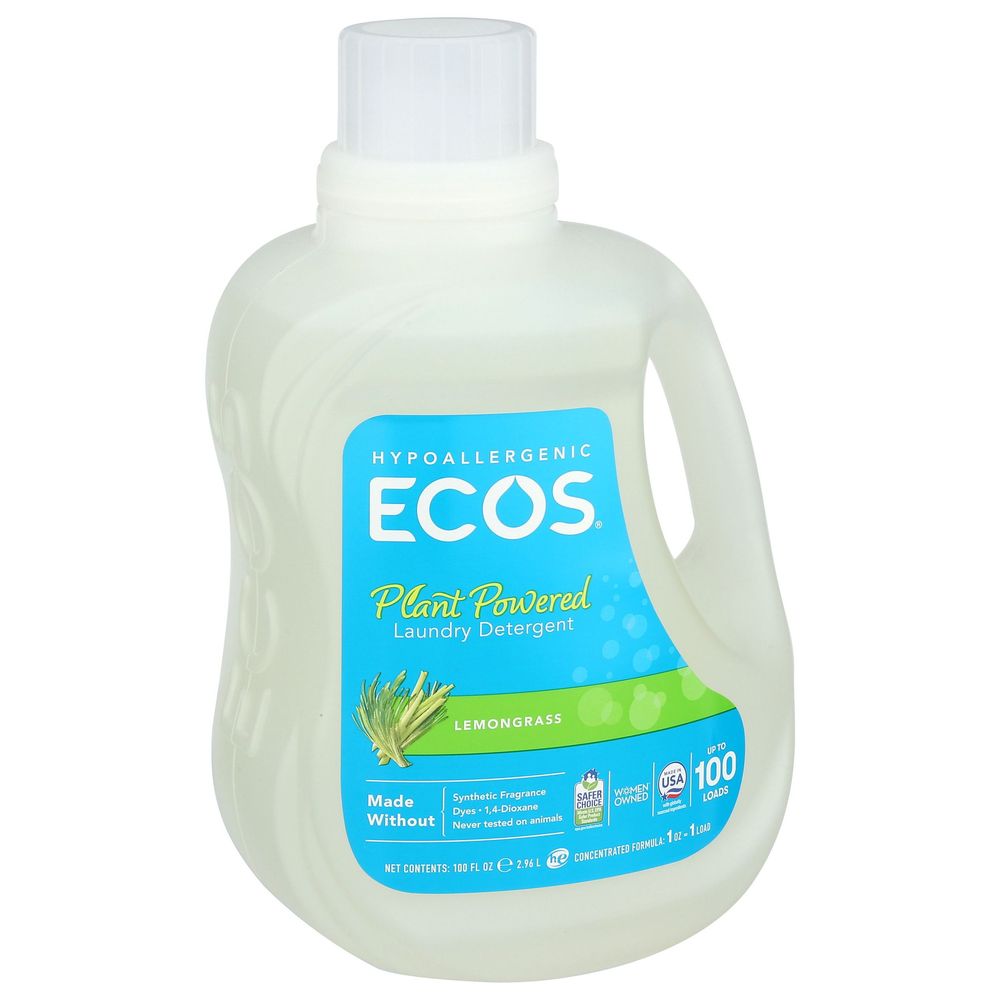 ECOS Lemongrass Hypoallergenic Laundry Detergent, 100 Ounce -- 4 per case