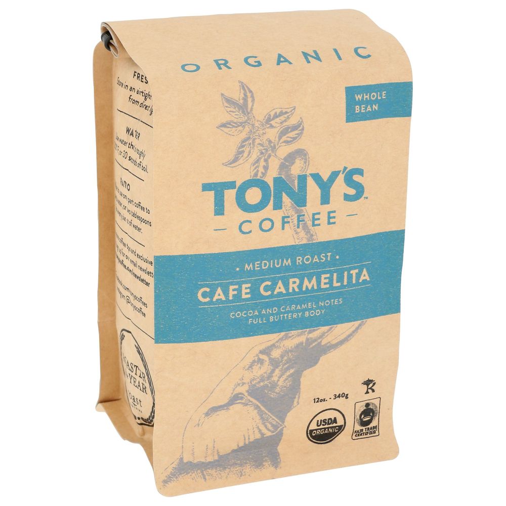 Tonys Coffee Café Carmelita Medium Roast Whole Bean Coffee, 12 Ounce -- 6 Per Case