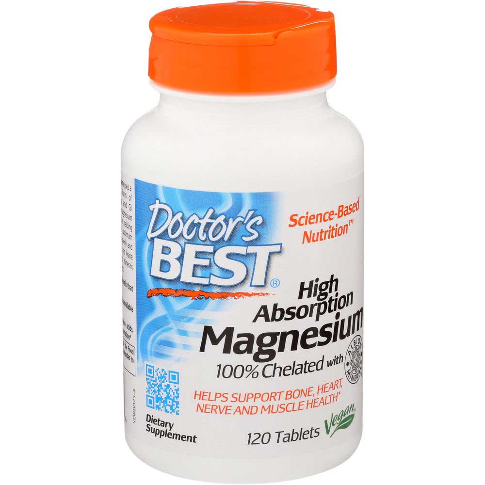 Doctor's Best High Absorption 100 Percent Chelated Magnesium Tablet, 120 Count