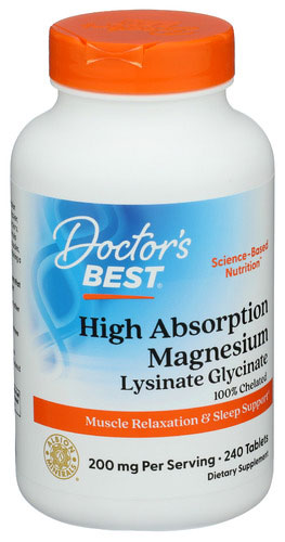 Doctor's Best 200mg High Absorption Magnesium Tablets, 240 Count