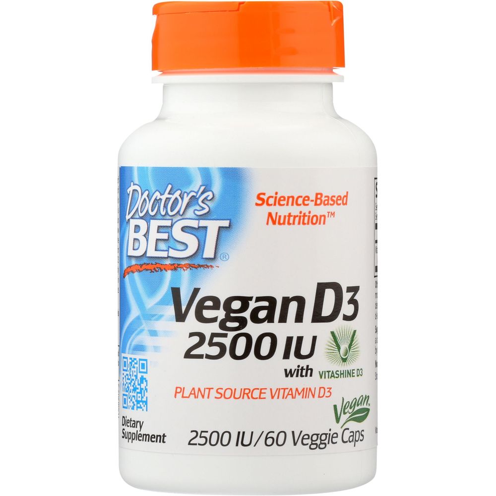 Doctor's Best Vegan D3 2500iu Veggie Capsules, 60 Count