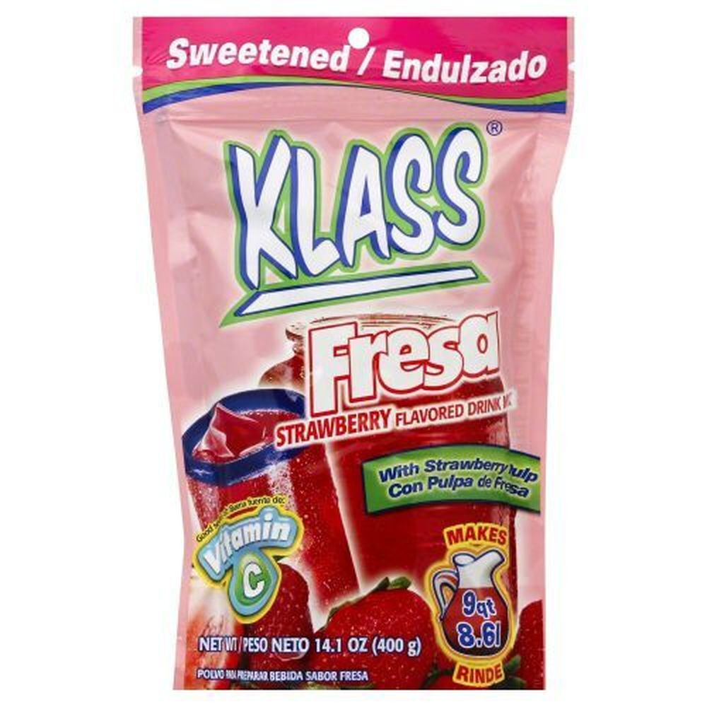 Klass Strawberry Drink Mix, 14.1 Ounce -- 18 Per Case