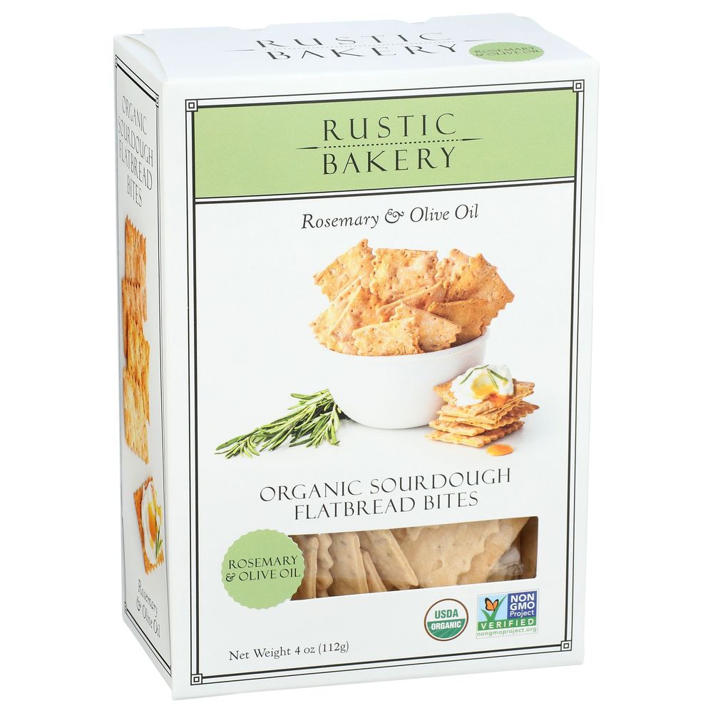 Rustic Bakery Organic Rosemary And Olive Oil Sourdough Flatbread Bites, 4 Ounce -- 12 Per Case