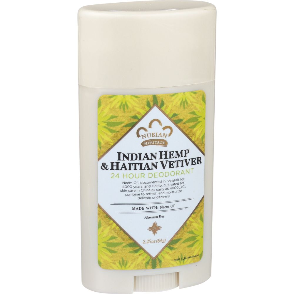 Nubian Heritage Indian Hemp and Haitian Vetiver 24 Hour Deodorant, 2.25 Ounce