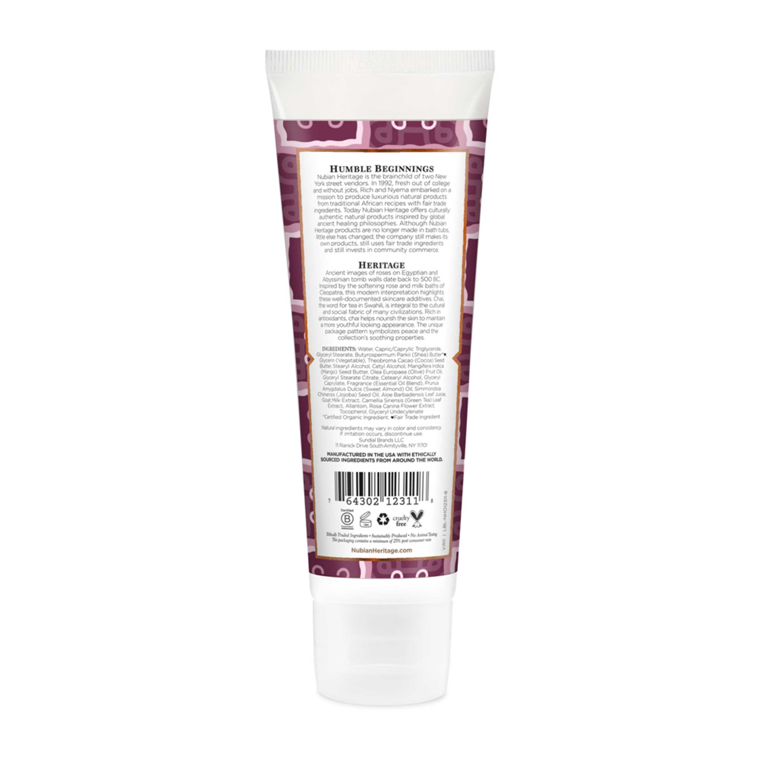 Nubian Heritage Goats Milk And Chai Hand Cream, 4 Fluid Ounce -- 12 Per Case