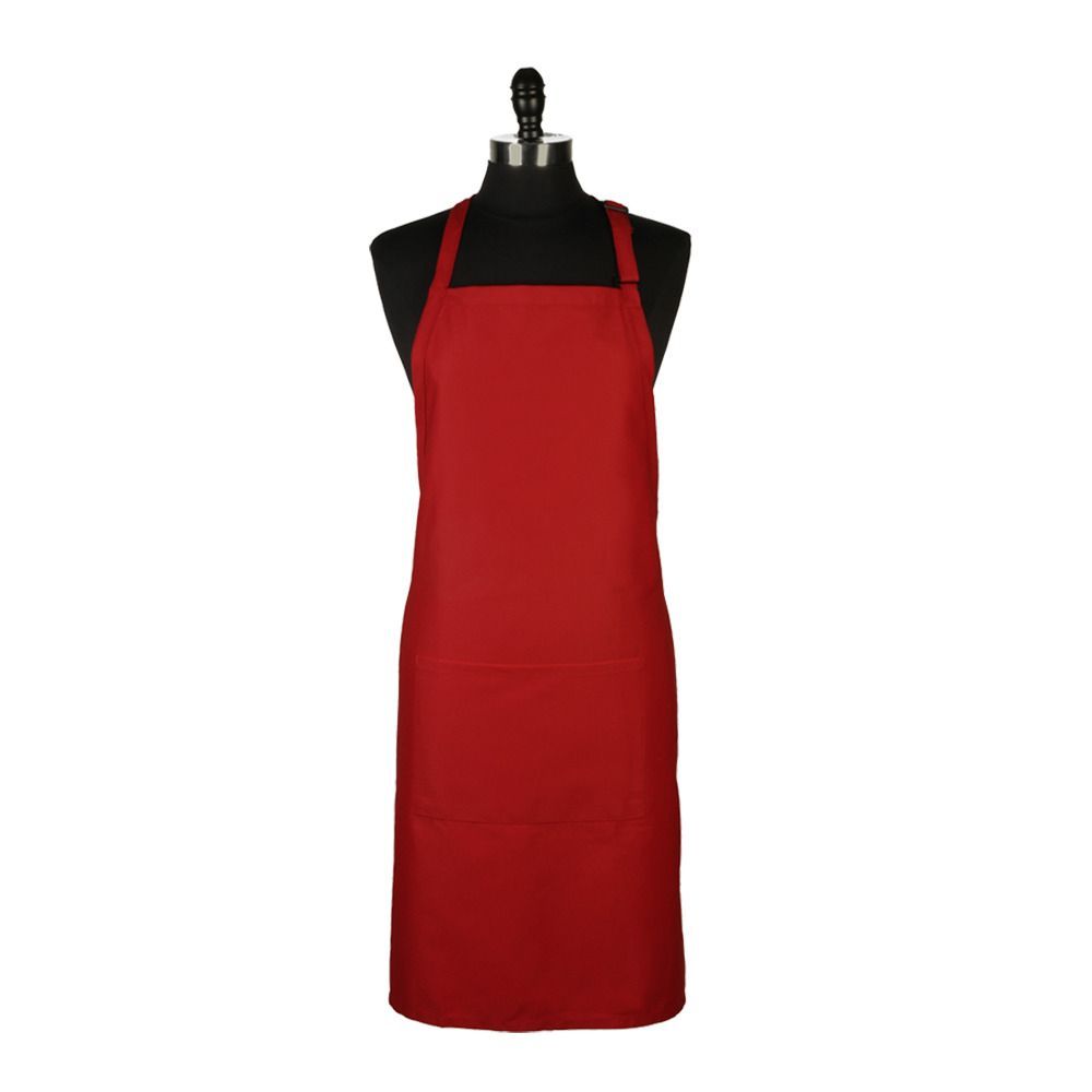 Mercer Culinary Red Genesis Bib Apron with Pocket
