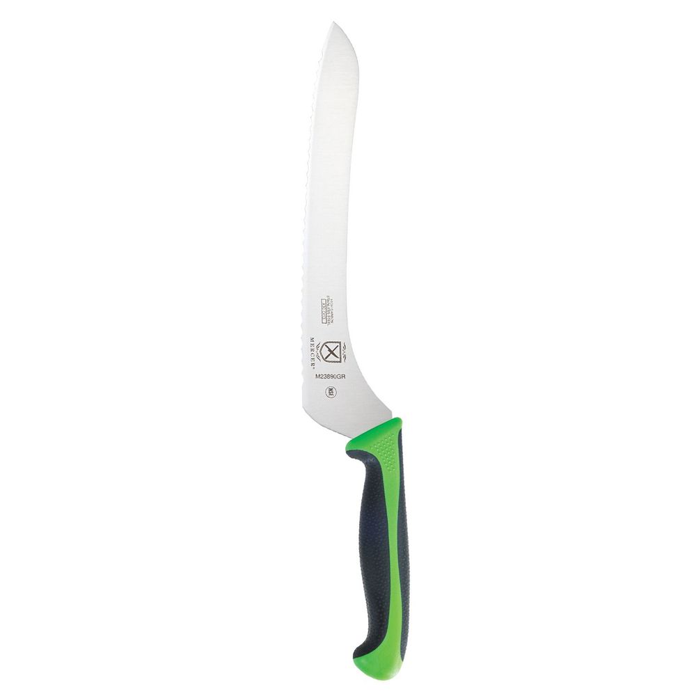 Mercer Culinary Millennia Colors Green Offset Wavy Edge Bread Knife, 9 Inch