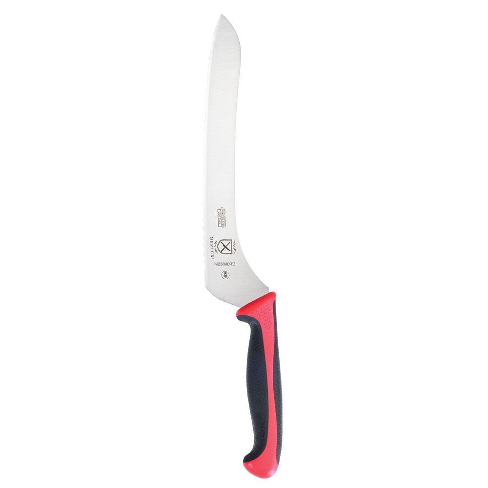 Mercer Culinary Millennia Colors Red Offset Wavy Edge Bread Knife, 9 Inch