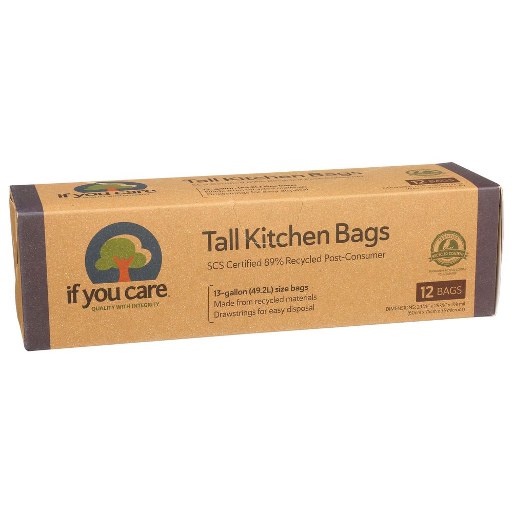 If You Care 13 Gallon Recycled Tall Kitchen Trash Bags, 12 Count