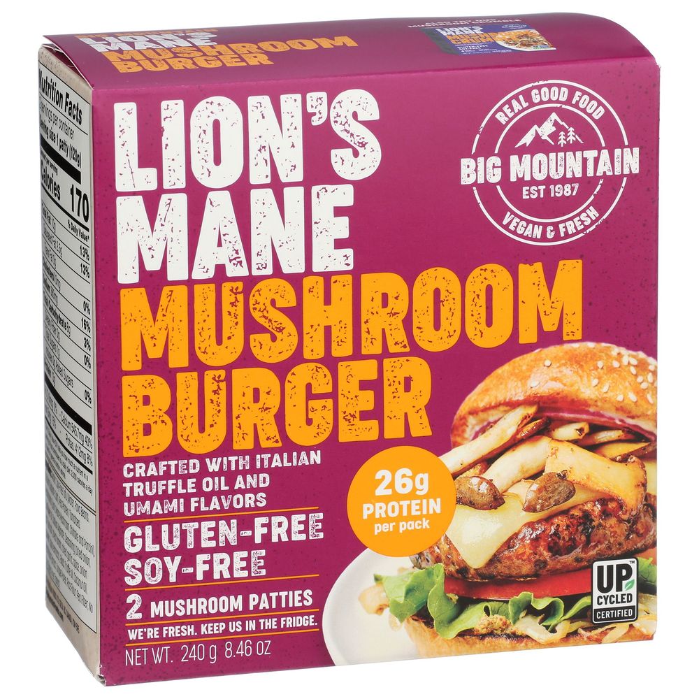 Big Mountain Foods Lions Mane Mushroom Burger, 8.5 Ounce -- 8 Per Case