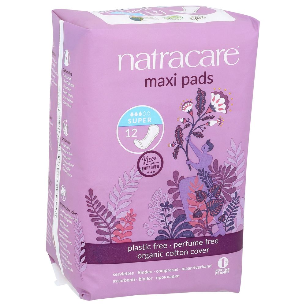 Natracare Super Maxi Pads, 12 count -- 3 per case