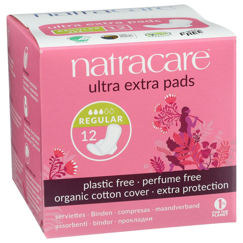 Natracare Regular Ultra Extra Pads with Wings, 12 count -- 3 per case