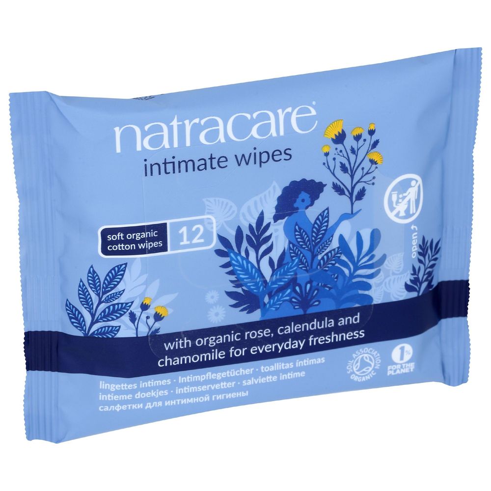 Natracare Organic Cotton Intimate Wipes, 12 Count