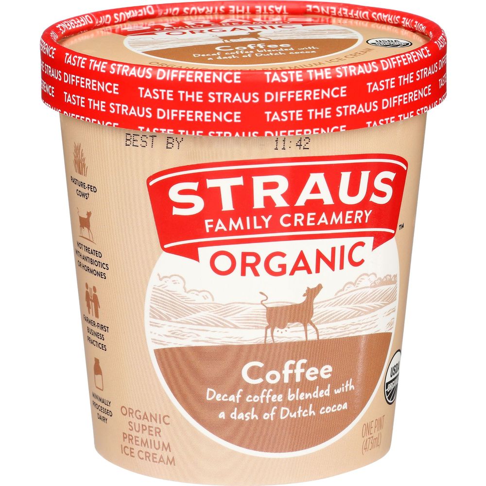 Straus Family Creamery Organic Coffee Ice Cream, 1 Pint -- 8 Per Case