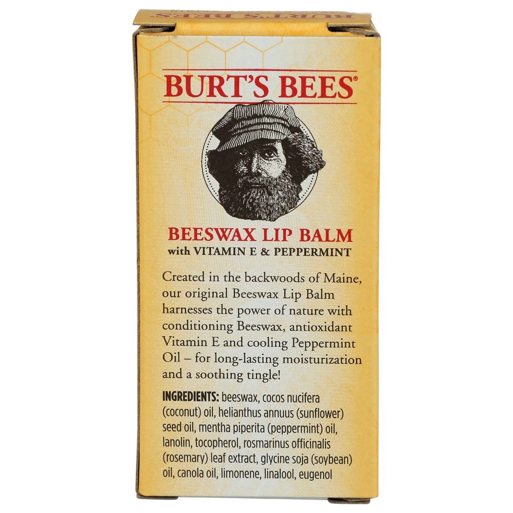 Burts Bees Original Wax With Vitamin E And Peppermint Oil Natural Moisturizing Lip Balm, 2 Count -- 12 Per Case